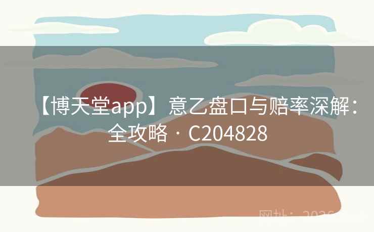 【博天堂app】意乙盘口与赔率深解：全攻略 · C204828
